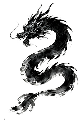 水墨风格龙形艺术图案