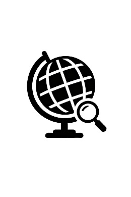 地球仪与放大镜图标图片