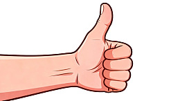 卡通风格竖起大拇指的手