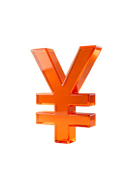 橙色玻璃质感货币符号