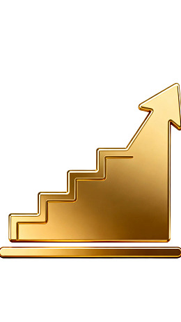 金色阶梯箭头象征增长