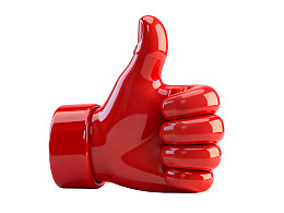 红色点赞手势特写图片