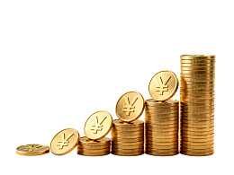 金币堆叠阶梯式增长图片