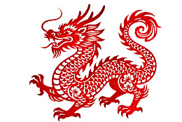 红色中式剪纸龙图案图片