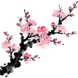 水墨画风格的梅花枝条
