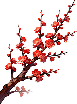 红梅枝头绽放图片