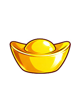 卡通风格金色元宝图案