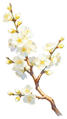 白色梅花枝绽放图片