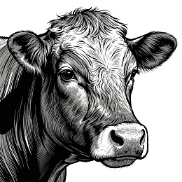 黑白线条风格牛头肖像