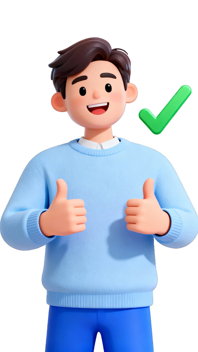 卡通男子竖大拇指点赞