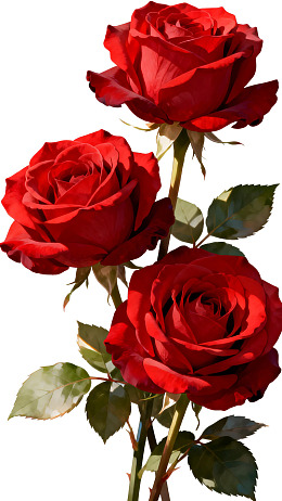 三朵鲜艳的红色玫瑰花