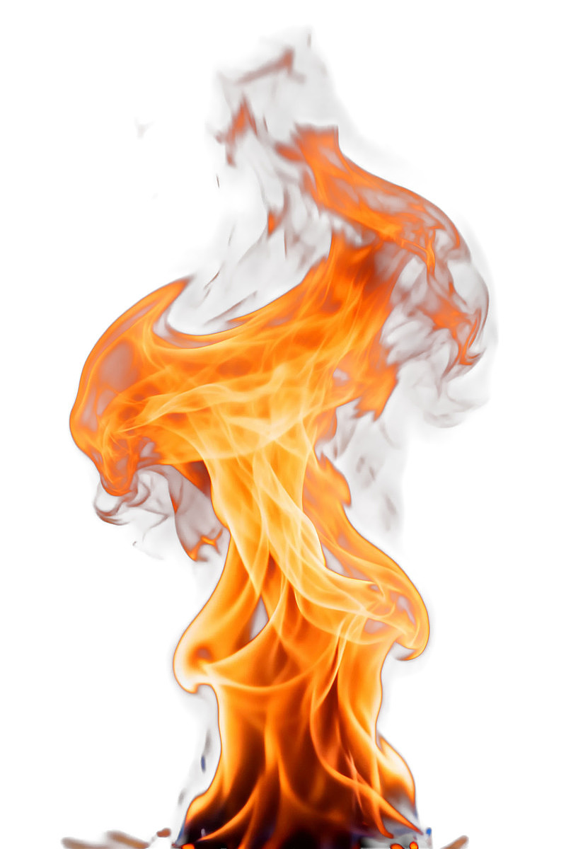 白色背景上的火焰燃烧特写