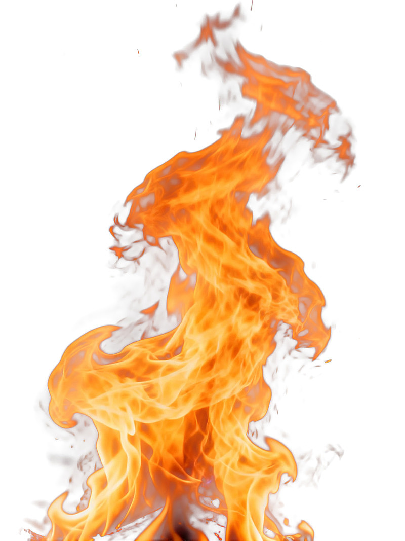 白色背景上的火焰燃烧特写