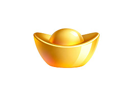 金色元宝孤立于白色背景