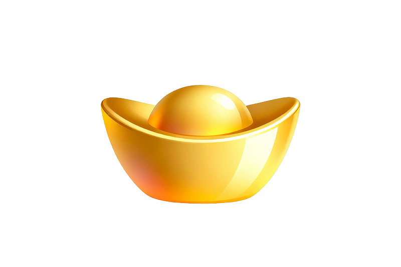 金色元宝孤立于白色背景