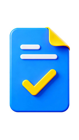 蓝色文件图标带黄色对勾