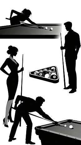 台球运动剪影：人物与球具