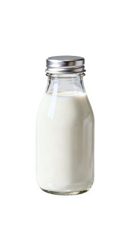 玻璃瓶装牛奶置于白色背景
