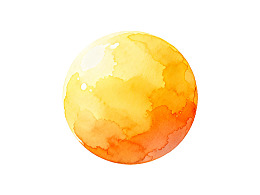 水彩风格的橙黄色球体