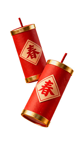 红色春节鞭炮特写图片