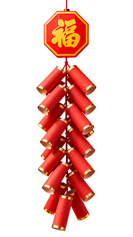 红色鞭炮挂饰新年福字
