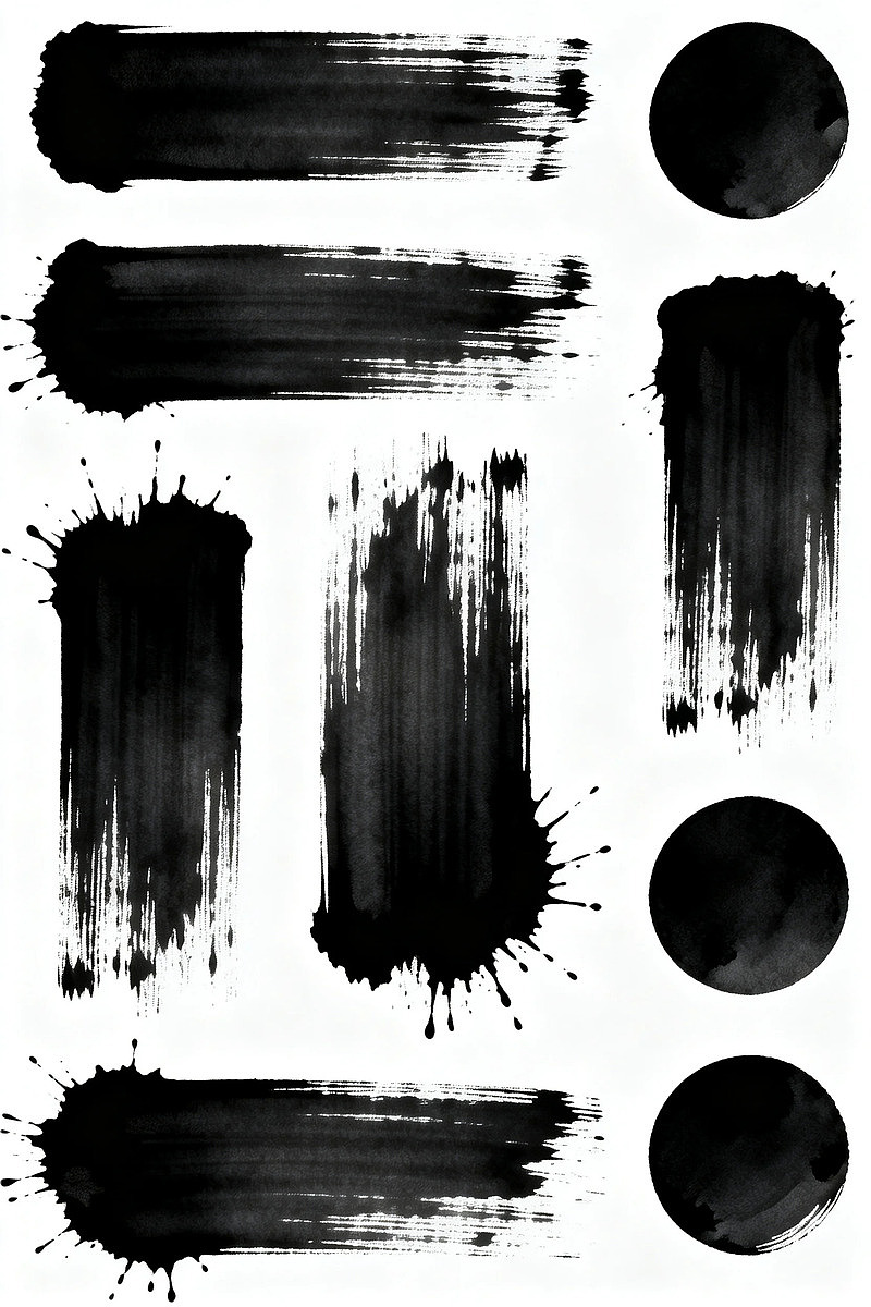 黑色墨迹纹理图案集合