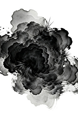 黑白水墨云雾抽象艺术