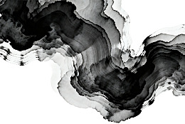 黑白墨迹流动抽象艺术