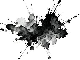 黑白墨迹飞溅抽象艺术图案