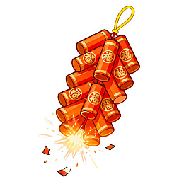 点燃的红色鞭炮烟花图片