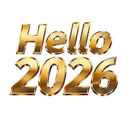 金色立体文字‘Hello 2026’