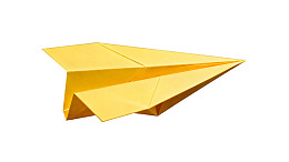 黄色纸飞机在白色背景上