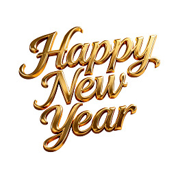 金色立体新年快乐字样