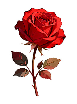 一朵盛开的红色玫瑰花