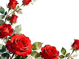 红色玫瑰花环装饰图案
