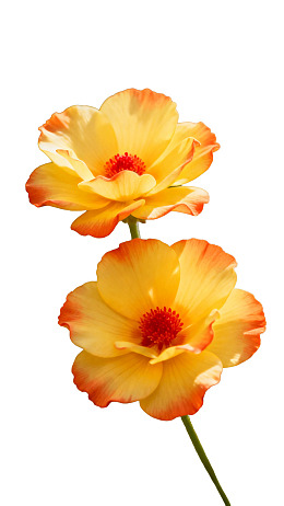 两朵黄橙渐变花在白色背景上