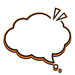 橙黑边框云朵状对话气泡