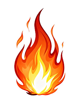 火焰燃烧的卡通插画图片