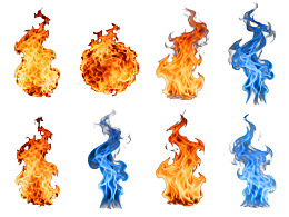 八种不同形态的火焰图案展示