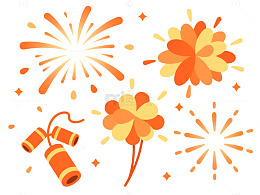 卡通烟花庆祝节日图案