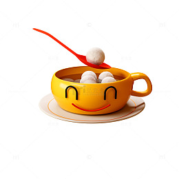 卡通汤圆笑脸碗插画