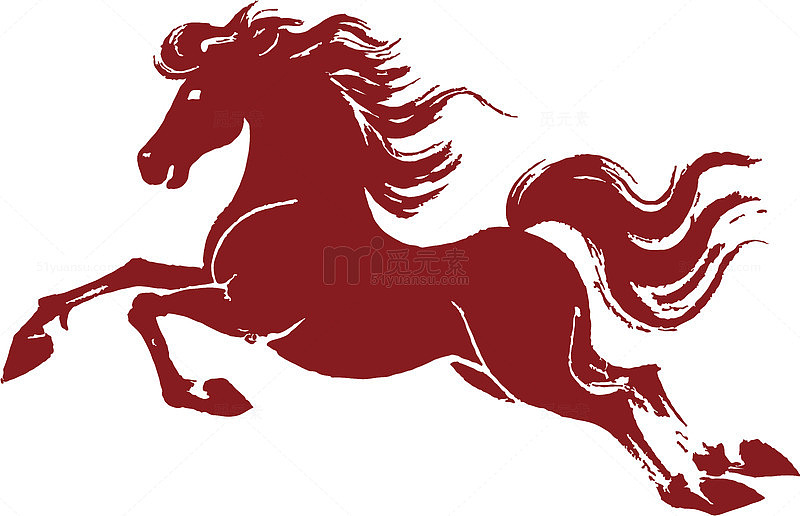 红色骏马剪影图案