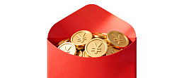 红色信封装满金色硬币