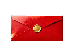 红色信封配金色火漆印章