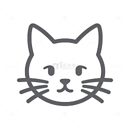 简约线条猫头像插画