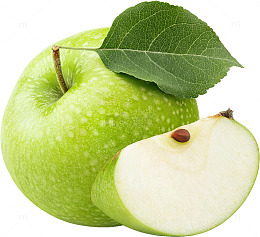 青苹果果实切面摄影图片