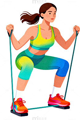 健身拉力带卡通插画78