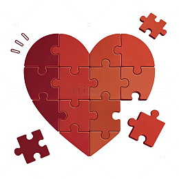 心形拼图爱情主题插画