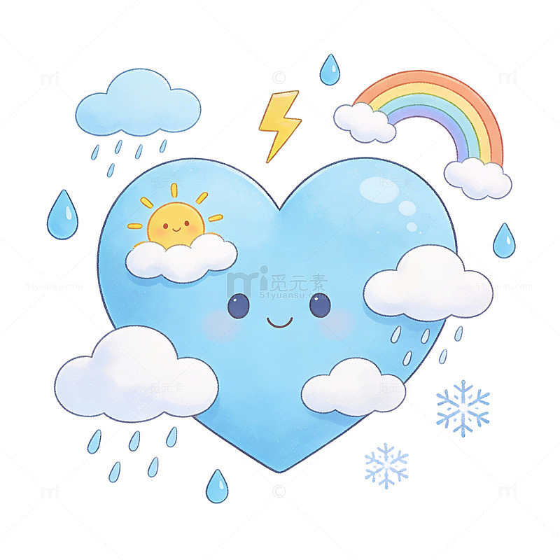 卡通风格爱心天气图案设计素材