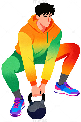彩虹运动男卡通插画08